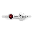 Sterling Silver Rhodium-plated Polished Heart Garnet Ring