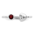 Sterling Silver Rhodium-plated Polished Heart Garnet Ring, Size 7 - Birthstone Company