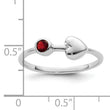 Sterling Silver Rhodium-plated Polished Heart Garnet Ring, Size 7 - Birthstone Company