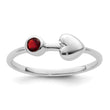 Sterling Silver Rhodium-plated Polished Heart Garnet Ring, Size 7 - Birthstone Company