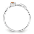 Sterling Silver Rhodium-plated Polished Heart Citrine Ring