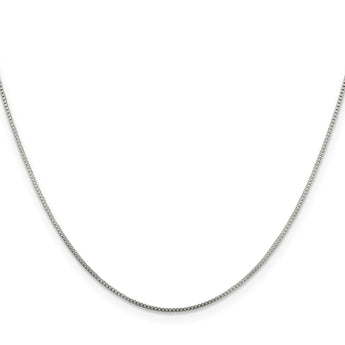 Sterling Silver 925 Polished Box Chain Necklace with Rhodium Finish 30 in - Birthstone Company