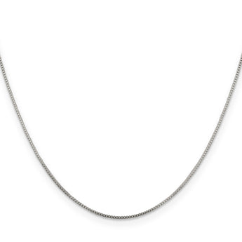Sterling Silver 925 Polished Box Chain Necklace with Rhodium Finish - 30