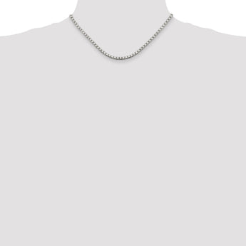 Sterling Silver 925 Women's Box Chain Necklace, Polished 3.25mm, 16 Inch - 30