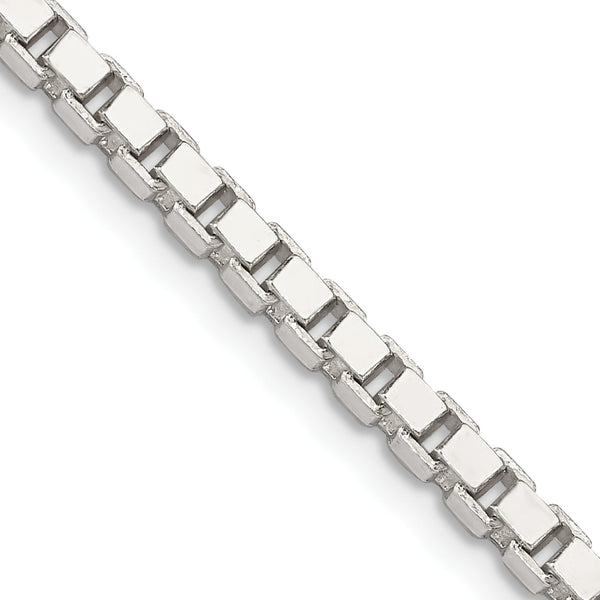 Sterling Silver 925 Women's Box Chain Necklace, Polished 3.25mm, 16 Inch - 24