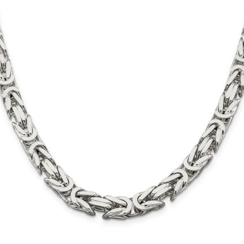 Sterling Silver 8.25mm Byzantine Chain