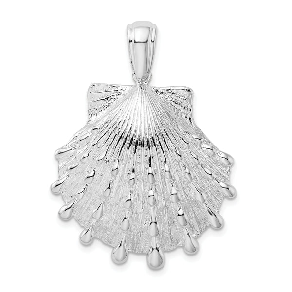 De-Ani Sterling Silver Rhodium-Plated Polished and Textured Lions Paw Shell Pendant