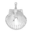 De-Ani Sterling Silver Rhodium-Plated Polished and Textured Scallop Shell Pendant