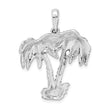De-Ani Sterling Silver Rhodium-Plated Polished and Textured Double Palm Tree Pendant