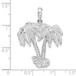 De-Ani Sterling Silver Rhodium-Plated Polished and Textured Double Palm Tree Pendant