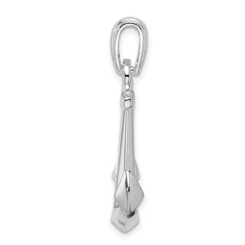 De-Ani Sterling Silver Rhodium-Plated Polished 3D Anchor Pendant