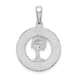 De-Ani Sterling Silver Rhodium-Plated Hilton Head with Palm Tree Round Pendant