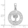 De-Ani Sterling Silver Rhodium-Plated Hilton Head with Palm Tree Round Pendant