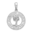 De-Ani Sterling Silver Rhodium-Plated Hilton Head with Palm Tree Round Pendant