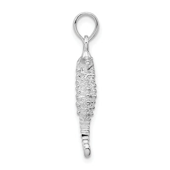De-Ani Sterling Silver Rhodium-Plated Polished and Textured 3D Seahorse Pendant