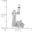 De-Ani Sterling Silver Rhodium-Plated Polished and Textured 3D Lighthouse Pendant