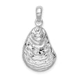De-Ani Sterling Silver Rhodium-Plated Polished and Textured 3D Oyster Shell Pendant