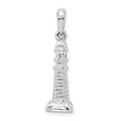 De-Ani Sterling Silver Rhodium-Plated Polished and Textured 3D Lighthouse Pendant