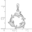 De-Ani Sterling Silver Rhodium-Plated Polished 3 Dolphin Circle Pendant