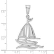 De-Ani Sterling Silver Rhodium-Plated Polished and Textured Sailboat on Water Pendant