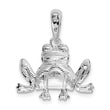 De-Ani Sterling Silver Rhodium-Plated Polished and Textured Sitting Frog Pendant
