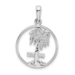 De-Ani Sterling Silver Rhodium-Plated Polished Marco Island Palm Tree Pendant