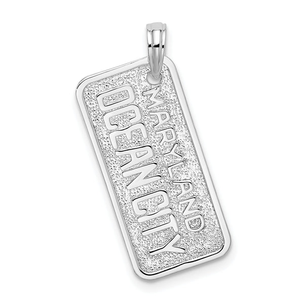 De-Ani Sterling Silver Polished and Textured Ocean City Maryland License Plate Pendant