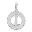 De-Ani Sterling Silver Rhodium-Plated Polished Booth Bay Lighthouse Circle Pendant
