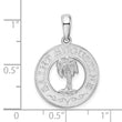 De-Ani Sterling Silver Rhodium-Plated St. Augustine with Palm Tree Circle Pendant