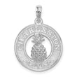 De-Ani Sterling Silver Rhodium-Plated Charleston with Pineapple Circle Pendant