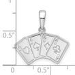 De-Ani Sterling Silver Polished 4 Aces Good Luck Playing Cards Pendant