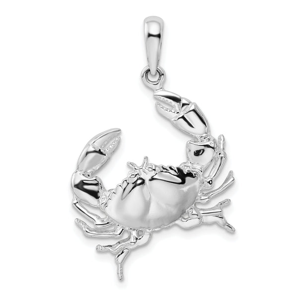 De-Ani Sterling Silver Rhodium-Plated Polished Stone Crab Pendant