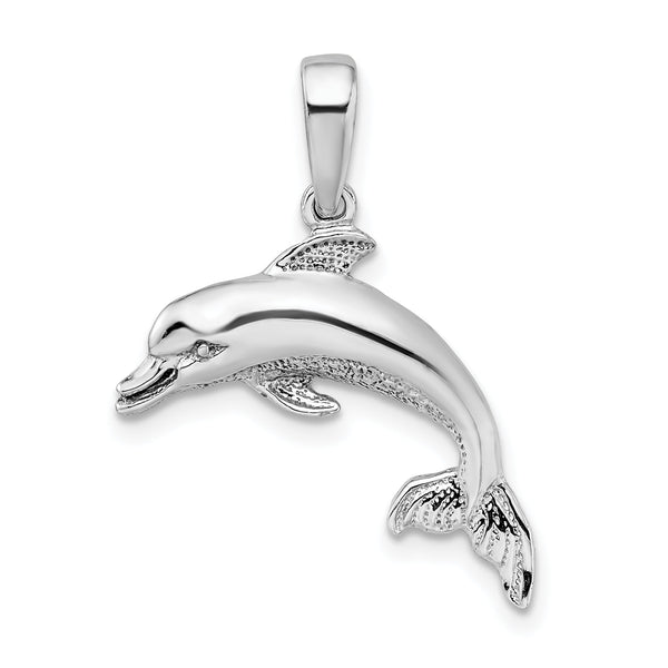 De-Ani Sterling Silver Rhodium-Plated Polished Dolphin Pendant