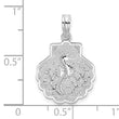 De-Ani Sterling Silver Rhodium-Plated Polished and Textured Shell / Sea Horse Pendant