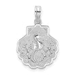 De-Ani Sterling Silver Rhodium-Plated Polished and Textured Shell / Sea Horse Pendant