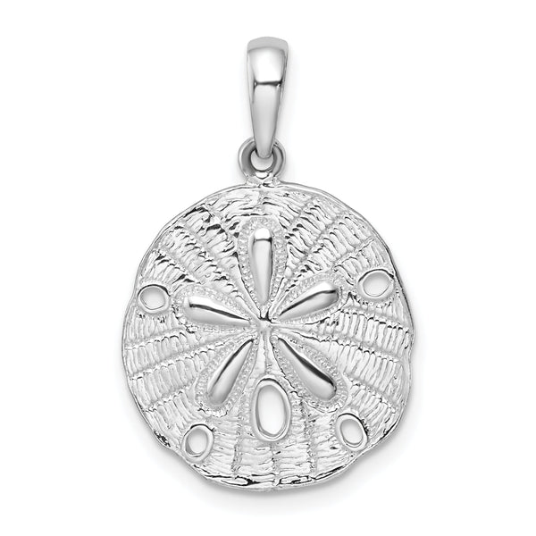 De-Ani Sterling Silver Rhodium-Plated Polished and Textured Sand Dollar Pendant