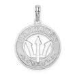 De-Ani Sterling Silver Rhodium-Plated Polished Barbados with Trident Circle Pendant