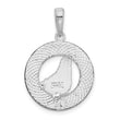 De-Ani Sterling Silver Rhodium-Plated Polished Barbados with Map Circle Pendant