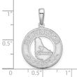 De-Ani Sterling Silver Rhodium-Plated Polished Barbados with Map Circle Pendant