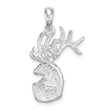 De-Ani Sterling Silver Rhodium-Plated Polished and Textured Deer Head Pendant