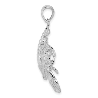 De-Ani Sterling Silver Rhodium-Plated Polished Moveable Lobster Pendant