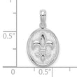 De-Ani Sterling Silver Rhodium-Plated Polished and Textured Fleur de Lis Oval Pendant