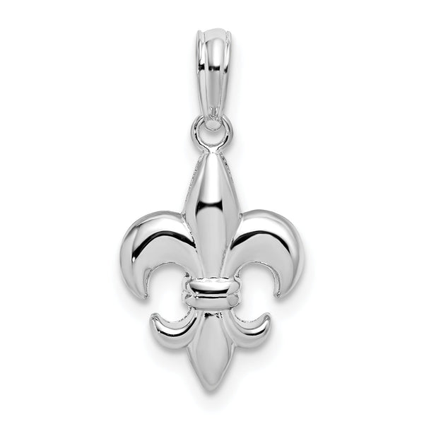 De-Ani Sterling Silver Rhodium-Plated Polished Fleur de lis Pendant