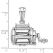 De-Ani Sterling Silver Rhodium-Plated Polished 3D Moveable Fishing Reel Pendant