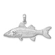 De-Ani Sterling Silver Rhodium-Plated Polished 3D Snook Fish Pendant