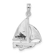 De-Ani Sterling Silver Rhodium-Plated Polished Sailboat Pendant