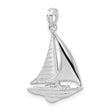 De-Ani Sterling Silver Rhodium-Plated Polished Sailboat Pendant
