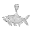 De-Ani Sterling Silver Rhodium-Plated Polished 3D Oxeye Tarpon Fish Pendant