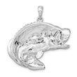 De-Ani Sterling Silver Rhodium-Plated Jumping Bass Fish Pendant