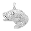 De-Ani Sterling Silver Rhodium-Plated Jumping Bass Fish Pendant